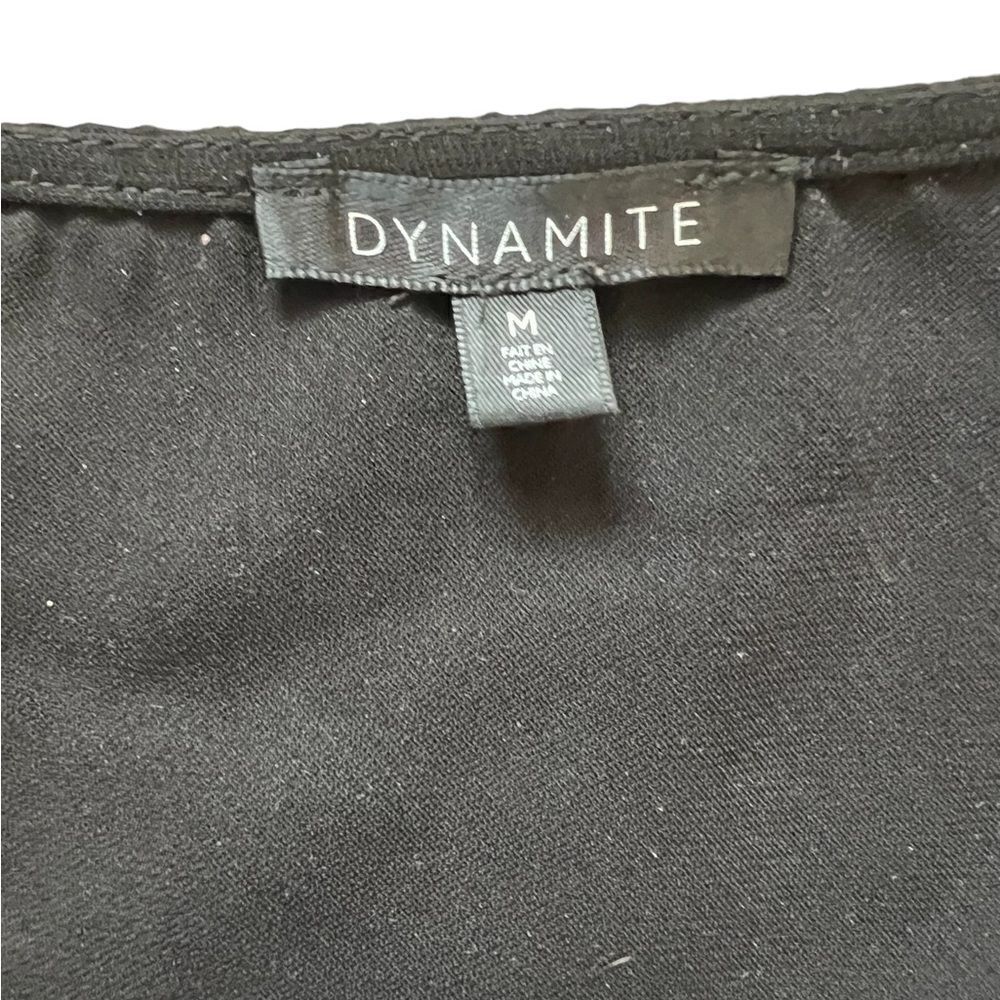 Dynamite Black V Neck Dressy Blouse Top Short Sleeve Workwear Medium - Picture 8 of 9